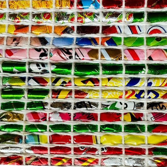 Handcrafted Multicolored Zippered Cardholder Purse Pouch Recycled Materials NWT - Picture 3 of 8